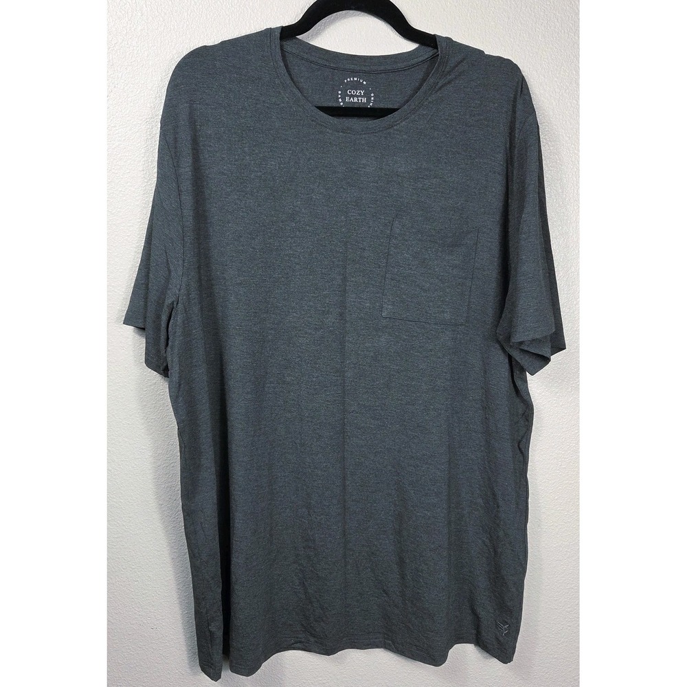 Cozy Earth Bamboo T Shirt XXL Gray Short Sleeve Pocket Tee Men's Minimalist